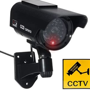 Fake Camera Dummy Waterproof Security CCTV Surveillance Camera With Flashing Red Led Light Bullet Camera Outdoor Indoor Use for Driveway Garden Patio Porch,